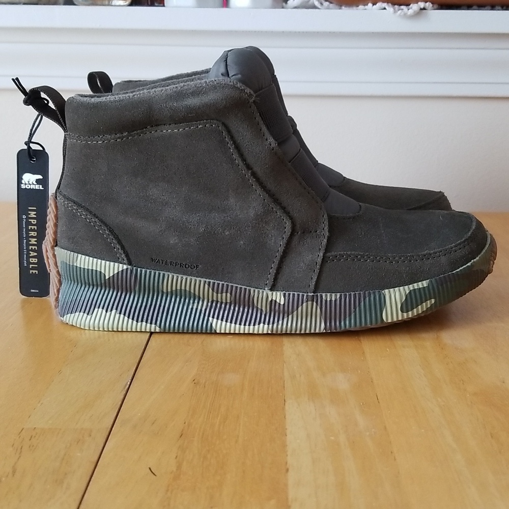 New SOREL OUT N ABOUT PLUS MID Waterproof Leather Rain Boots